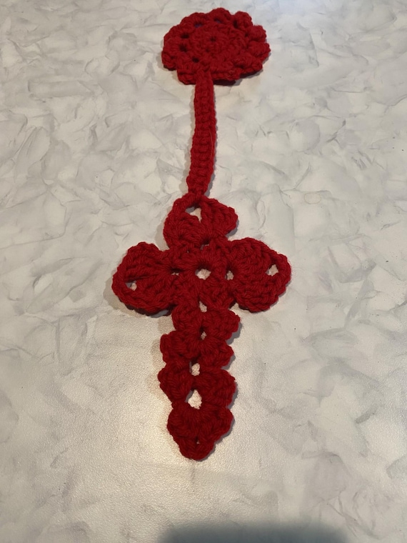 Cross with Flower Bookmark Crochet Pattern