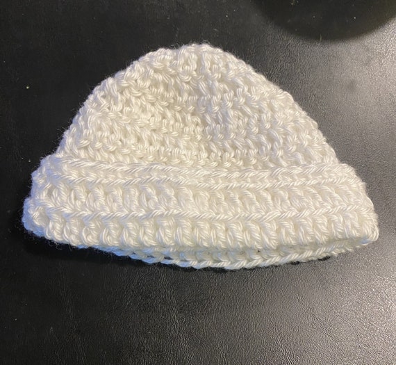 White Christening Baby Beanie