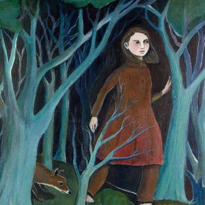 Greeting Card, Off the Path, Woods, Forest, Fox, Women&#39;s Art, Painting