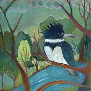 Art Print, Kingfisher's Perch, bird, bird watching, nature