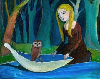 Greeting Card, The Visitor, owl, forest, woods, journey, wonder