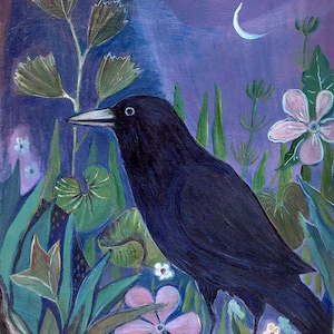 Fine Art Print, Crow at Nightfall. crow, nature, night, art print, wall decor