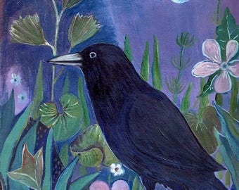 Fine Art Print, Crow at Nightfall. crow, nature, night, art print, wall decor