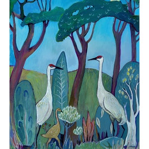 Art Print, Sandhill Cranes, family, birds, wildlife