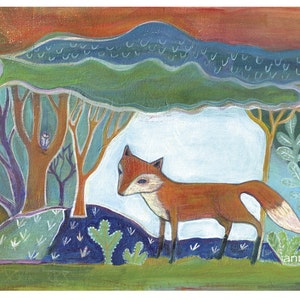 Greeting Card, Little Fox, nature lover, fox, folk art
