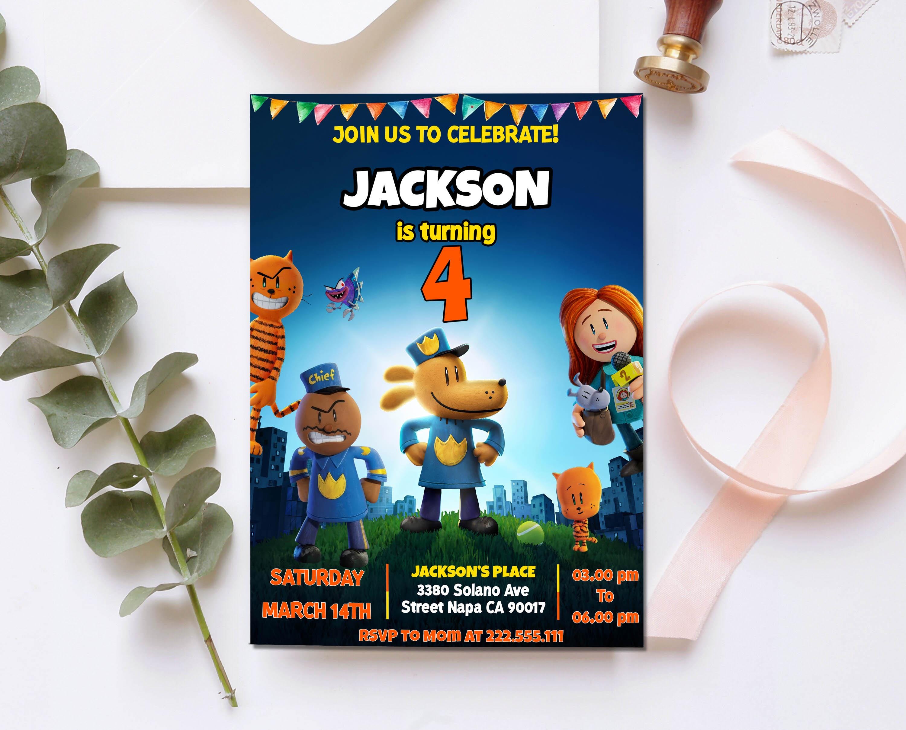 Editable Dog Man Birthday Invitation Template | Dogman Kids Birthday ...
