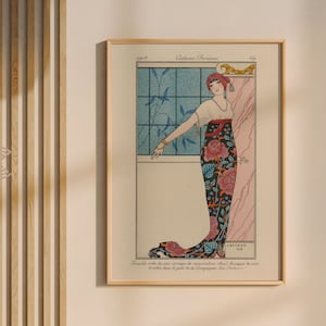 Vintage 1913 Floral Evening Dress Fashion Poster PRINTABLE Art | Barbier Fashion Art Print | DIGITAL DOWNLOAD | Antique Room Decor | CC6137
