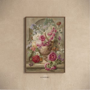 Vaso di fiori Natura morta pittura Arte STAMPABILE / Stampa artistica da parete floreale vintage morbida / Download digitale / Arredamento camera antica / CC279