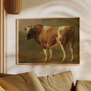Bull Study Painting PRINTABLE Art | Vintage Rustic Farmhouse Bull Cow Art Print | DIGITAL DOWNLOAD | Antique Room Decor | CC453