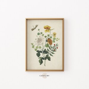 Vintage Flower Bouquet Illustration PRINTABLE Art | Rustic Floral Art Print | DIGITAL DOWNLOAD | Antique Room Decor | CC75