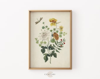 Vintage Flower Bouquet Illustration PRINTABLE Art | Rustic Floral Art Print | DIGITAL DOWNLOAD | Antique Room Decor | CC75