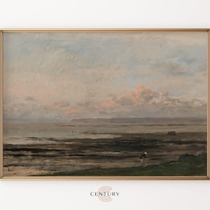 Beach at Ebb Tide Painting PRINTABLE Art | Vintage Soft Seascape Painting Art Print | DIGITAL DOWNLOAD | Antique Room Decor | CC48