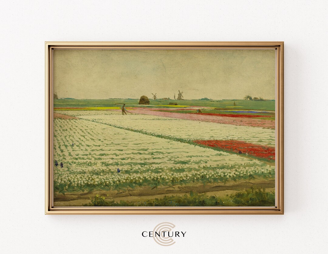 Country Tulip Fields Painting PRINTABLE Art | Rustic Vintage Floral ...