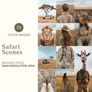 Safari Stock Photo Bundle MRR PLR Nature Images Faceless Marketing Travel Content Creator Instagram Reel Cover DFY Neutral Aesthetic Outdoor