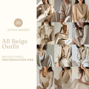 Beige Fashion Stock Photo Bundle Neutral Aesthetic Faceless Marketing Rich Girl Boss AI Generated Images Done For You Instagram Reel Cover