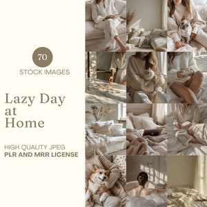 Lazy Day Stock Image Beige Girl Aesthetic Stock Photo Bundle MRR PLR Done For You Neutral Instagram Reel Cover Minimalistic Light Cream Post