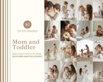 Mom and Toddler Stock Photo Bundle MRR PLR Motherhood Faceless Images Stay at Home Mom Instagram Reel Cover Neutral Beige Aesthetic Mother