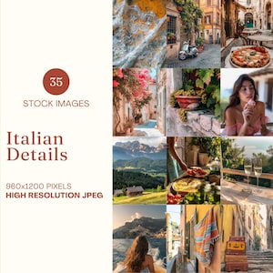 Italian Stock Photo Bundle MRR PLR Italy Images Mediterranean Aesthetic Faceless Marketing Food Luxury Lifestyle Travel Content Creator DFY
