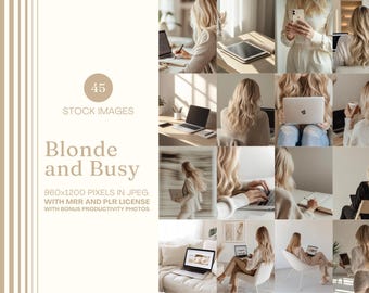 Blonde Boss Stock Photo Bundle Business Woman Image Entrepreneur Faceless Marketing Productive Lifestyle Neutral Beige Aesthetic Posts MRR
