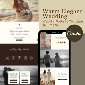 Canva Wedding Website, Elegant Mobile Website Invite Responsive Digital Wedding Invitation Online Wedding RSVP Save the Date