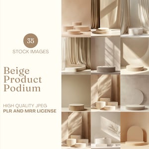 Beige Product Showcase Minimalistic Product Podium Neutral Product Display Mock-Up Product Photography Product Display Stock Photo Mock Ups