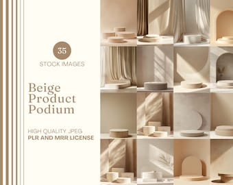 Beige Product Showcase Minimalistic Product Podium Neutral Product Display Mock-Up Product Photography Product Display Stock Photo Mock Ups