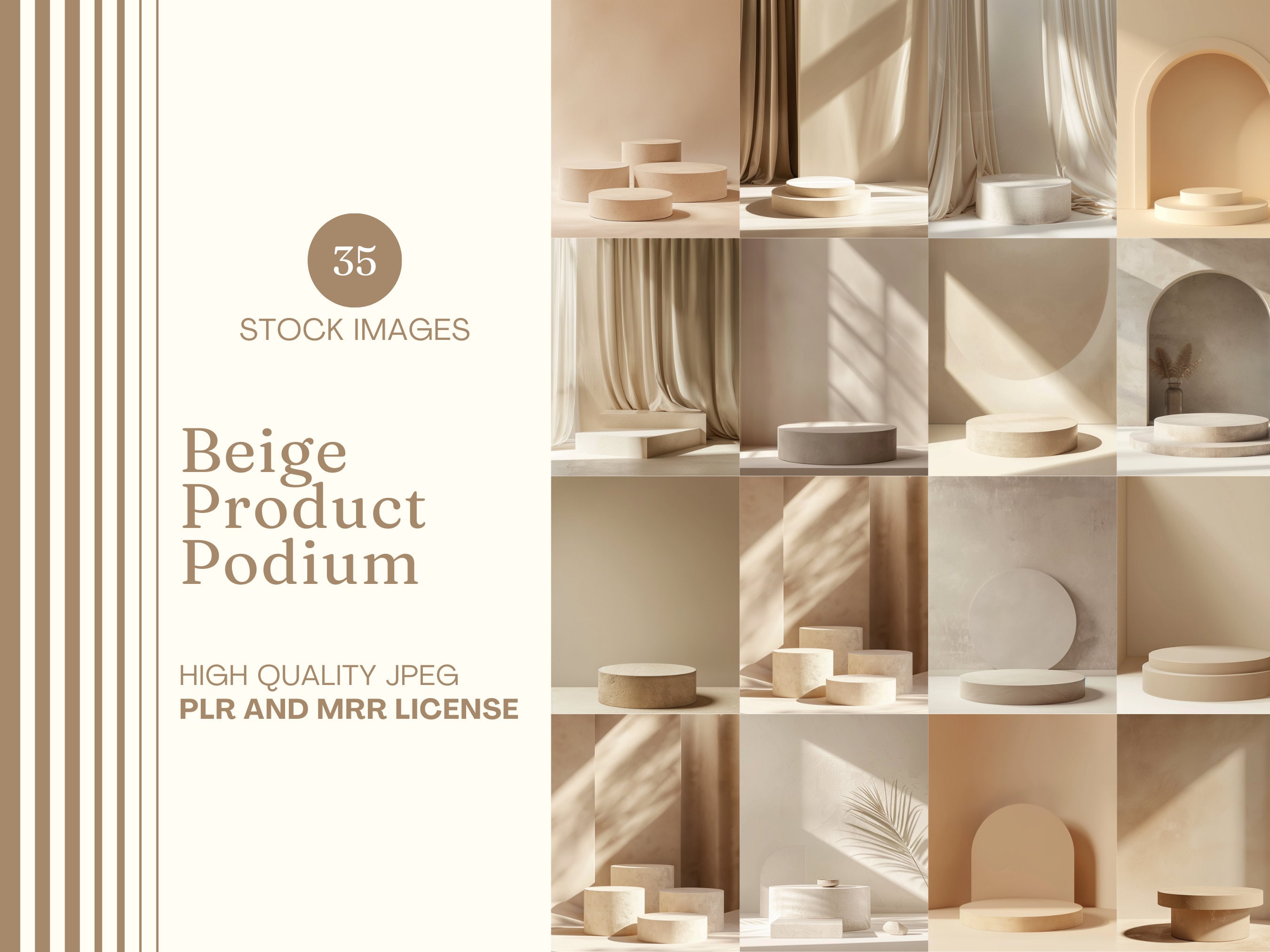 Beige Product Showcase Minimalistic Product Podium Neutral Product Display Mock-Up Product Photography Product Display Stock Photo Mock Ups