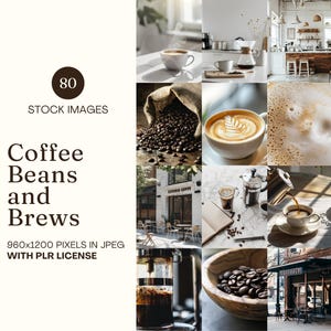 Coffeeshop Stock Photo Bundel MRR PLR Cafe Afbeelding Koffiebonen Anonieme Marketing Latte Ondernemer Lifestyle Eten DFY Instagram Reel Cover