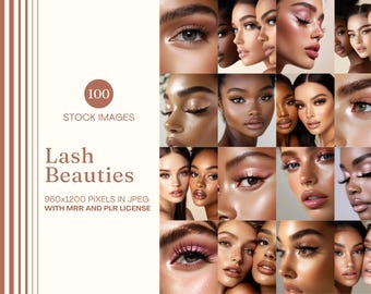 Lash Technician Stock Photo Bundle MRR PLR Eyelash Tech Images Eye Lashes Female Models Instagram Reel Cover Beautiful Diverse Women Falsies
