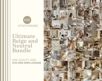 Neutral and Beige Aesthetic Stock Photo Bundle Minimalistic Business Faceless Marketing Photo Light Cream Reel Cover Done For You MRR PLR