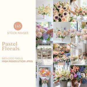 Pastel Floral Stock Photo Flower Bouquet Image MRR PLR Florist Instagram Reel Cover Nature Faceless Marketing Wedding Lifestyle Done For You