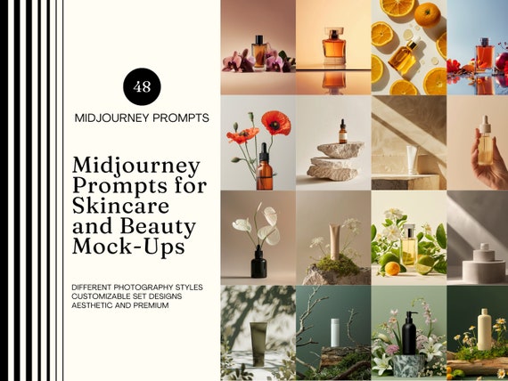 Skincare Mock Up Midjourney Prompt Beauty Showcase Photography Cosmetic AI Generated Images Skin Care Aesthetic Studio Brand Mock-up Display