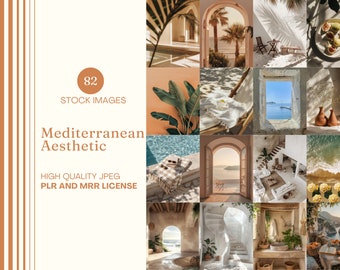 Mediterranean Aesthetic Stock Photo Beige Lifestyle Instagram Reel Cover Summer Stock Image DFY Faceless Photo MRR PLR Stock Photo Bundle