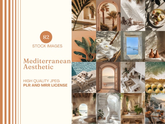 Mediterranean Aesthetic Stock Photo Beige Lifestyle Instagram Reel Cover Summer Stock Image DFY Faceless Photo MRR PLR Stock Photo Bundle
