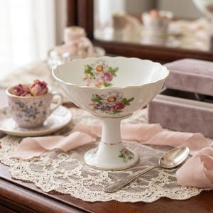 Vintage Tall Porcelain Compote - Etsy