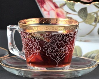 12 Pieces Large Tea Set with Handle - Shahi Gold
