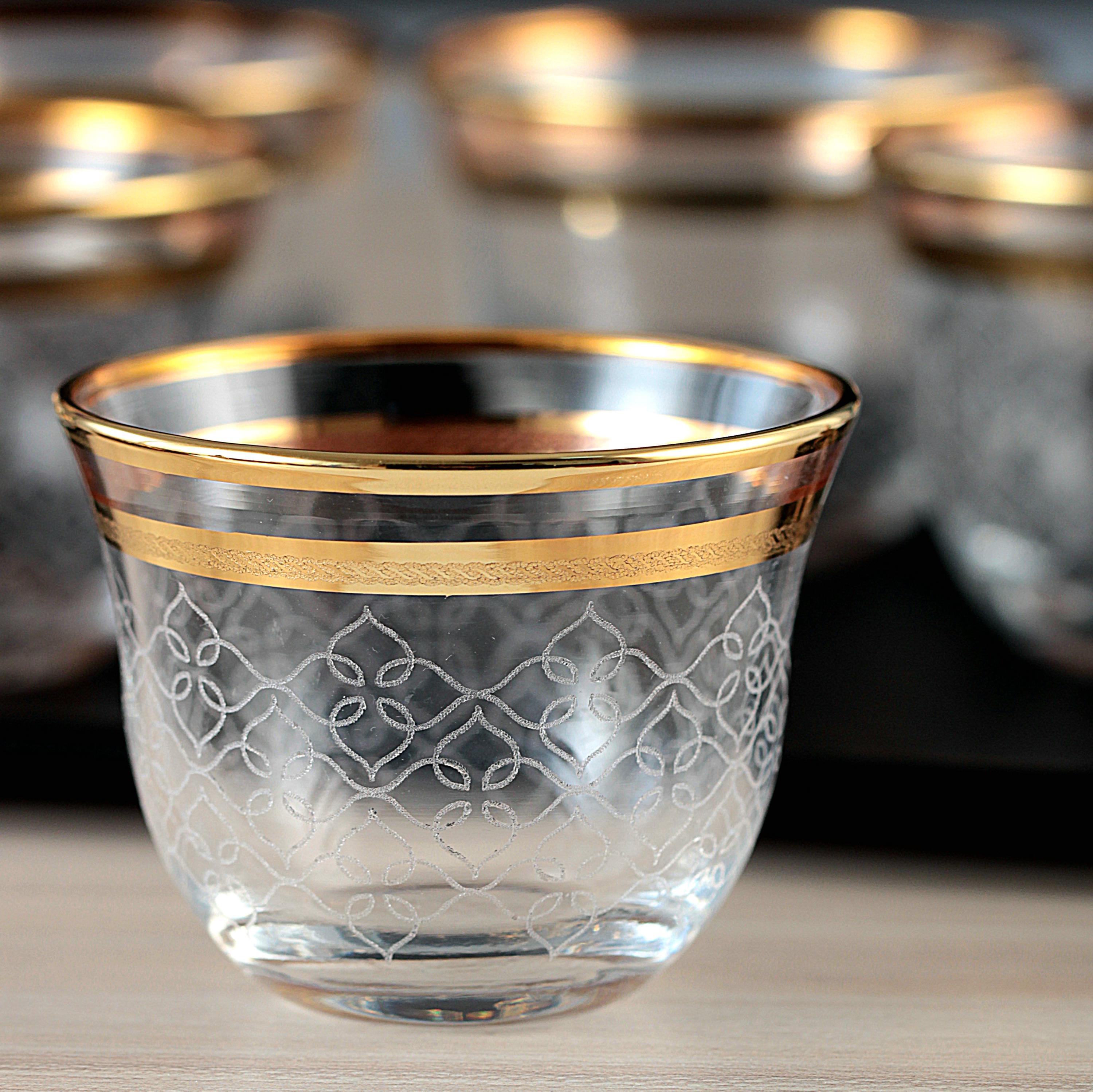 6 pc Arabic Coffee Cups Set  Esma Real Gold