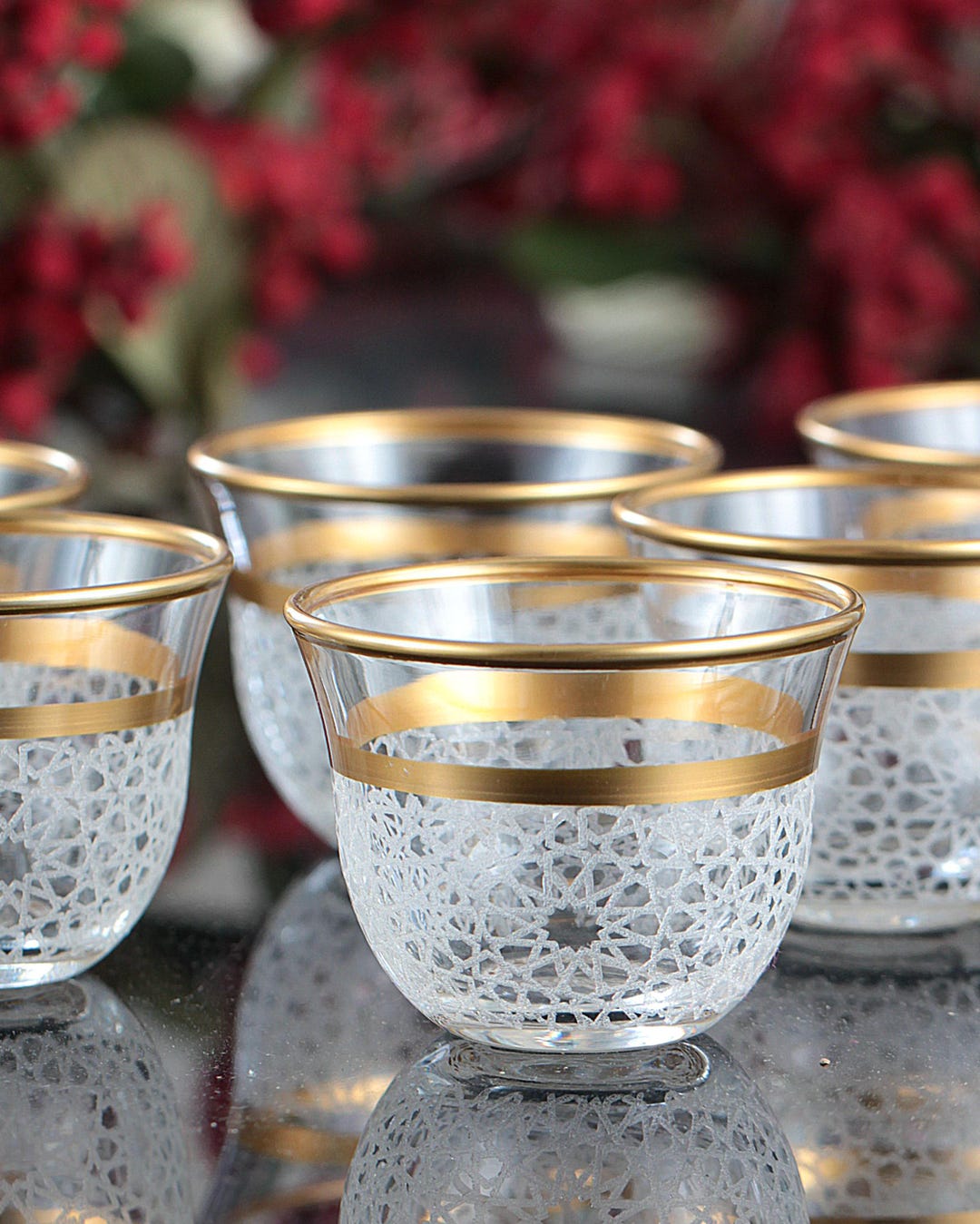 Elegant Arabic Coffee Cups Set: Gold Laser Engraved Gahwa Glassware - Etsy
