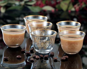 6 pc Arabic Coffee Cups Set FARASHA Gold