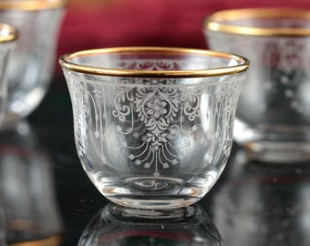 6 pc Arabic Coffee Cups Set  April Gold