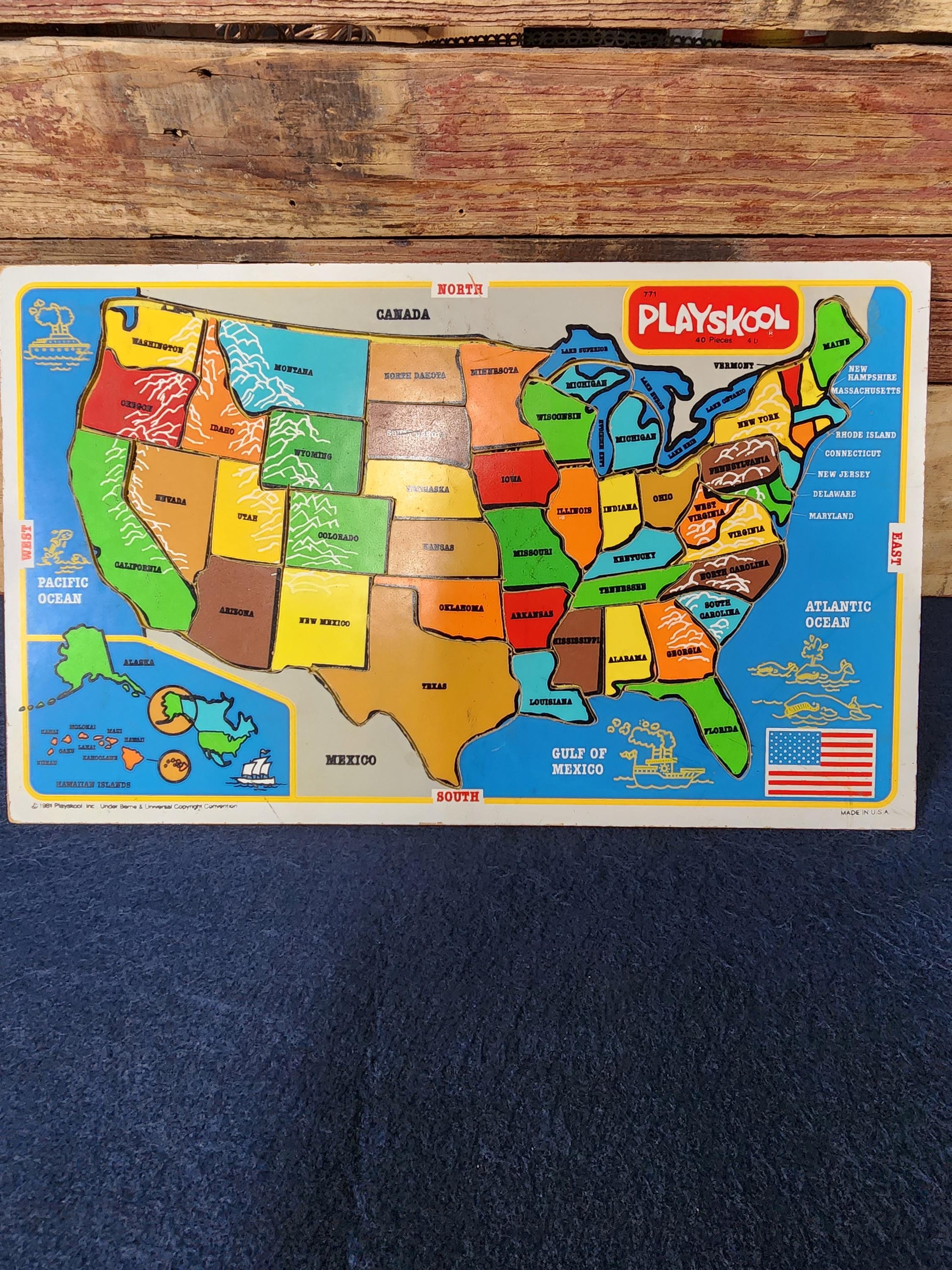 1981 Playskool 40 Piece Puzzle of United States. - Etsy