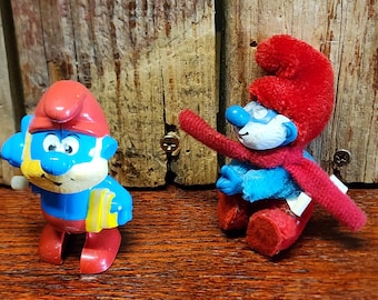 Vintage Papa Smurf Pencil Grip and Galoob Wind-up Toy