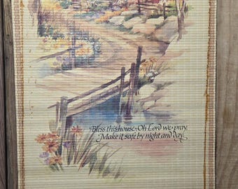1987 Colonial Farmhouse Bless This House Bamboo Calendar, Double Sided