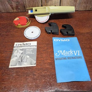 Vintage Dymo Label Maker, 2 Font Wheels, Embossed Labels