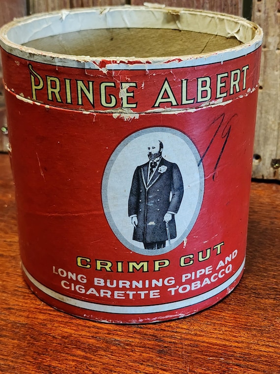 old prince albert tobacco tin value Vintage Large Crimp Cut Cigarette Can Vintage Prince Albert Smoking Tobacco