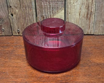 Vintage Tupperware Preludio Cranberry Red Acrylic Candy Dish With Lid