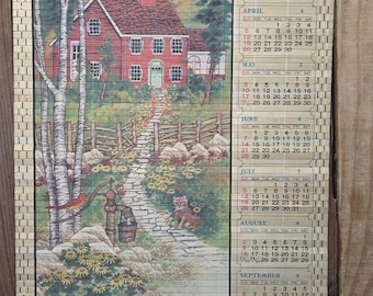 1981 Colonial Farmhouse "Bless This House" Bamboo Calendar