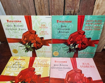 Vintage Firestone Presents Your Favorite Christmas Carols Volumes 2,3,4 and 5 (33 R.P.M) Records