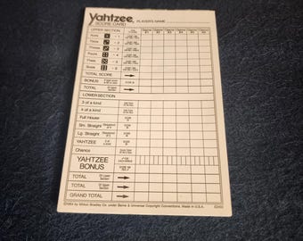1984 Yahtzee Score Pads