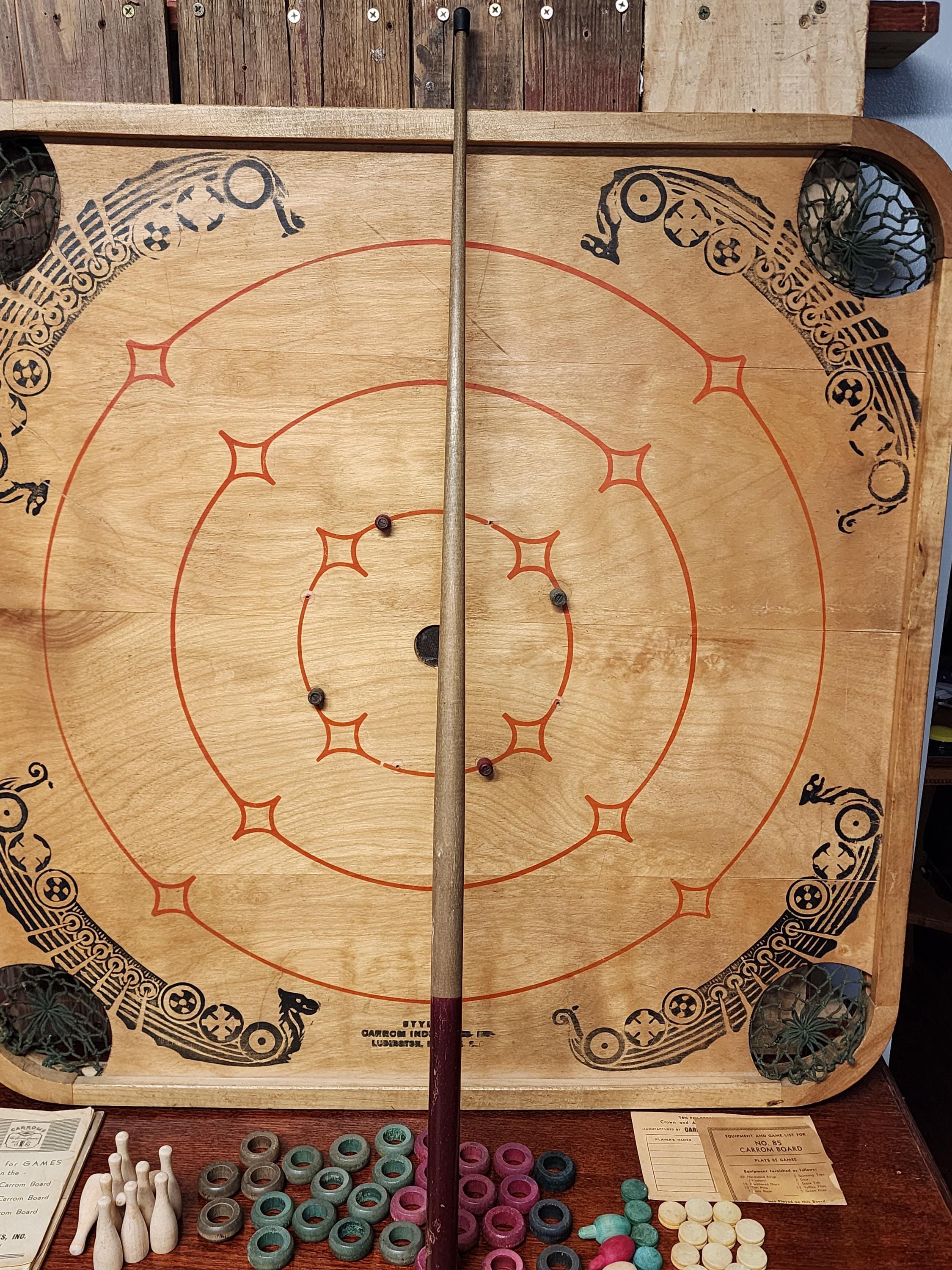 Vintage CARROM Industries Game Board; Style C With Game Pieces and
